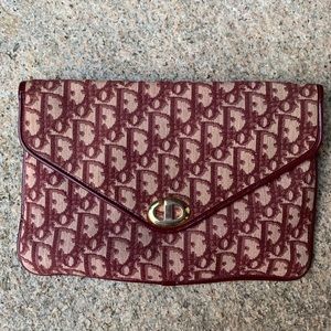 ❌SOLD❌ Dior Trotter Print Clutch Burgundy Vintage
